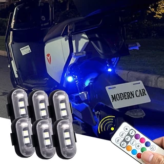 6Pcs Controle Remoto Sem Fio para Bicicleta, Motocicleta, RC e Drone com Luz Estroboscópica LED 7 Cores
