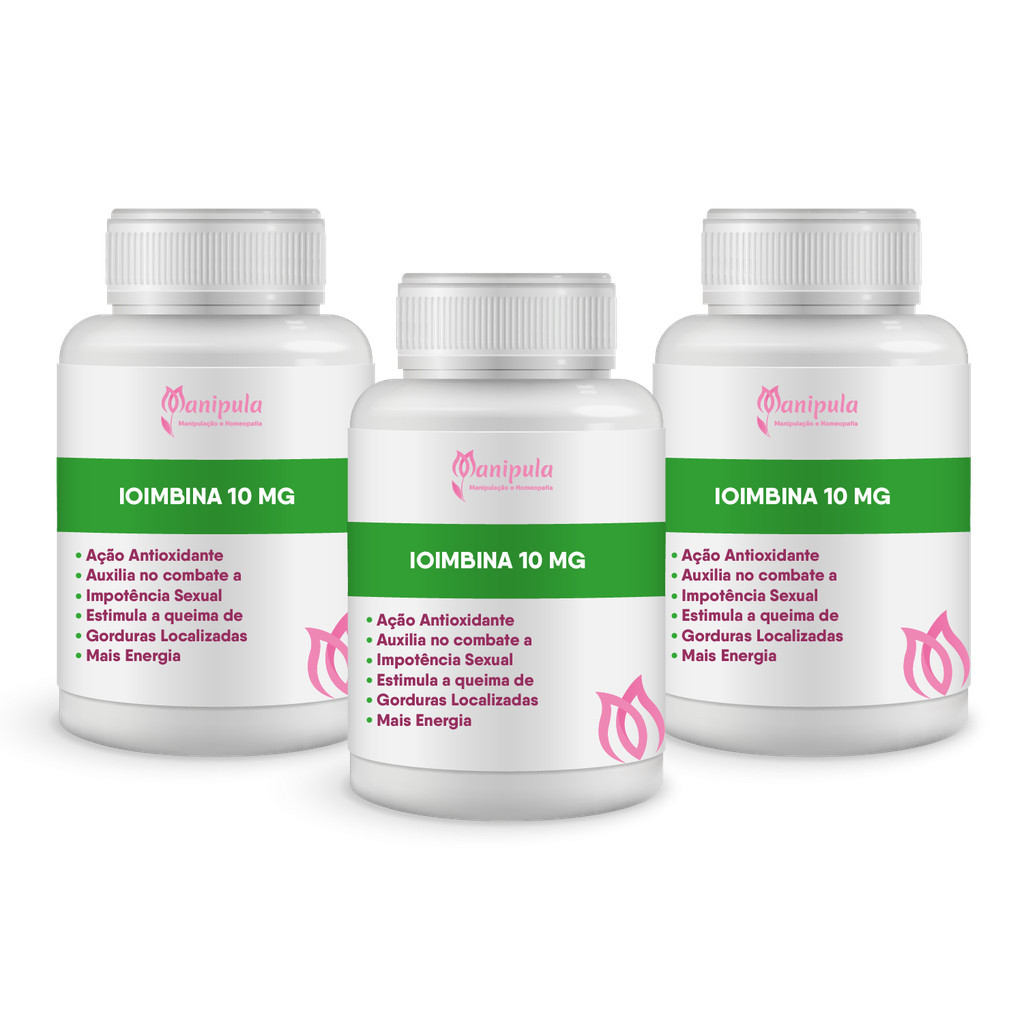 Kit de suplemento com Ioimbina 10 mg - com 3 potes de 60 doses