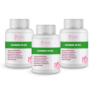 Kit de suplemento com Ioimbina 10 mg - com 3 potes de 60 doses