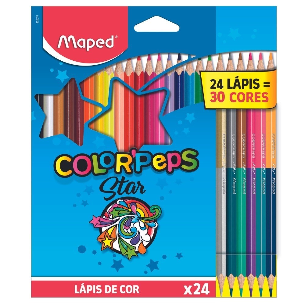 Lápis De Cor 24 Cores Color'Peps Star 6 Lápis Duo 30 Cores Maped ...