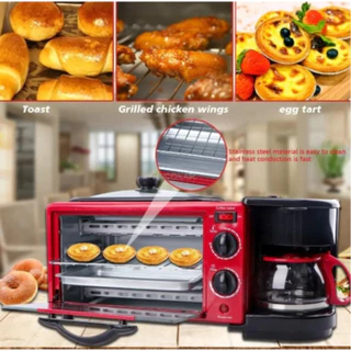 3 em1 Forno de Café Automático Multifuncional Torradeira Doméstica Mini Forno Elétrico para Fritar Ovos