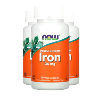 Kit 4x Bisglicinato de Ferro 36mg Now Foods Iron 90 Veg Caps /Made in Usa