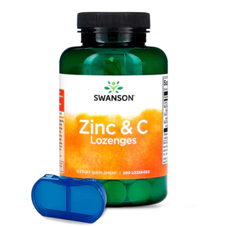 Pastilhas Zinco e Vitamina C Swanson 200 Past + Porta Cápsulas