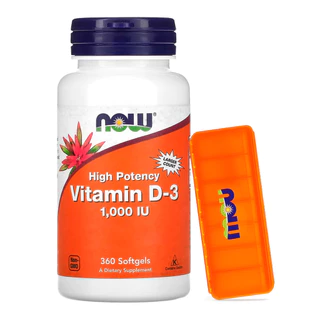 Vitamina D3 1.000UI Now Foods Vit D-3 360 Softgels Importado + Porta Cápsulas