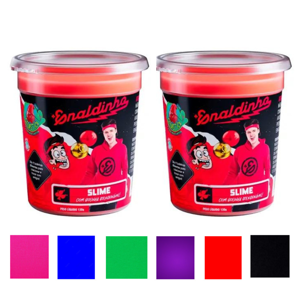 Kit 2 Slime Gelastica Enaldinho Youtuber C/ Bolinha Surpresa