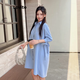 Lovito Vestido casual de estrutura simples para mulheres L99ED109