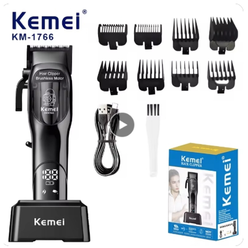 Maquina De Cortar Cabelo Recarregável Profissional Bivolt Kemei KM 1766