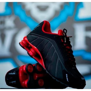 Tênis Masculino Esportivo com Mola Preto Vermelho