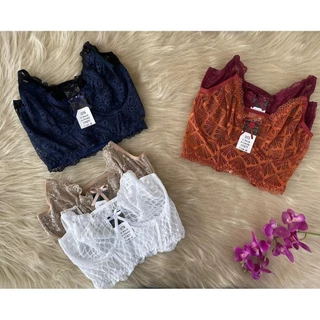 Kit 3 sutiãs de renda sem bojo com aro de metal lingerie sutian renda Premium barato revenda st077