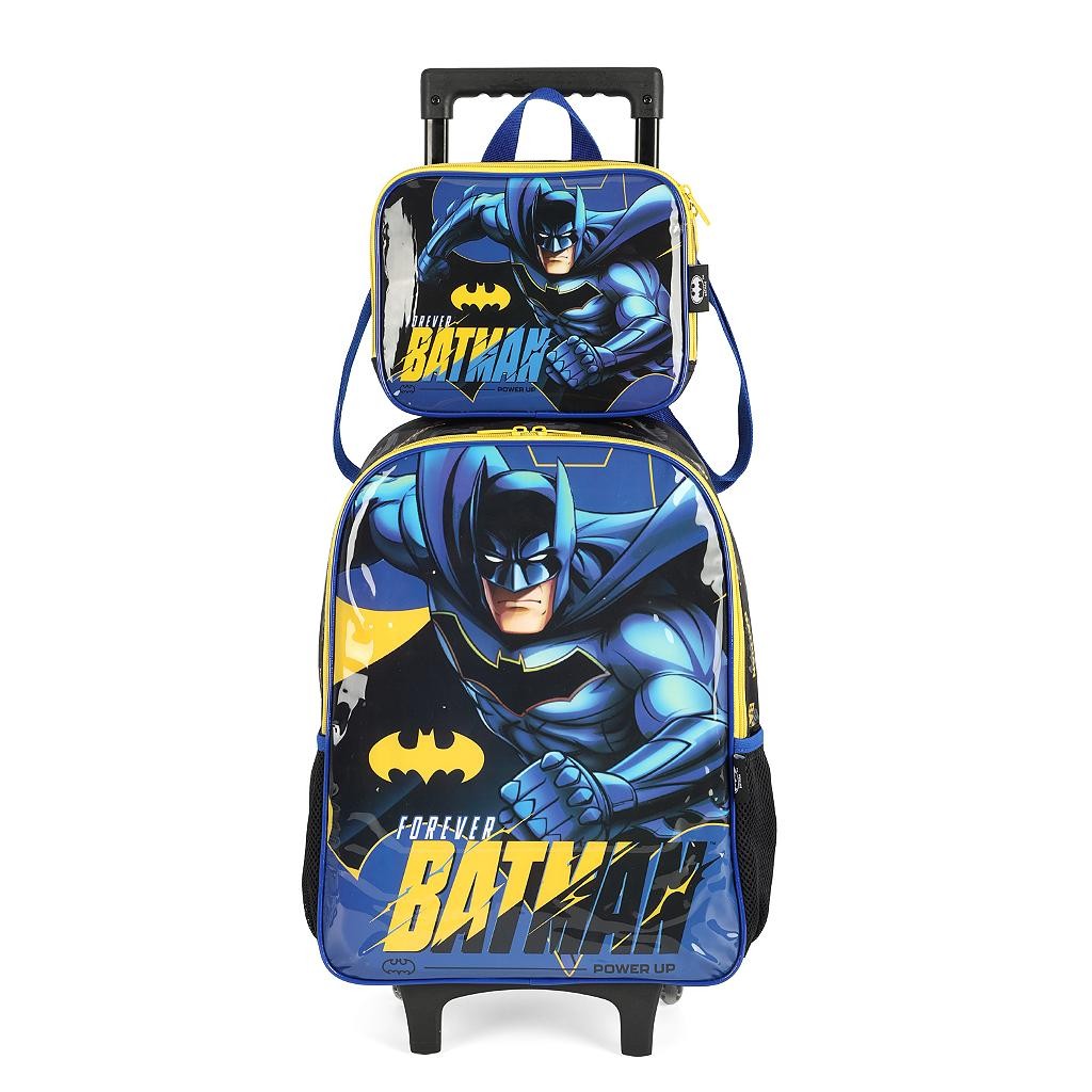 Kit Mochila de Rodinhas Lancheira Luxcel Batman Azul | Shopee Brasil