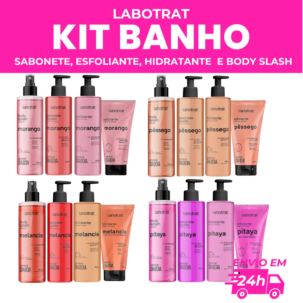 KIT LABOTRAT SABONETE HIDRATANTE ESFOLIANTE E BODY SPLASH | Shopee Brasil