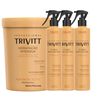 Kit 03 Fluido Para Escova + Máscara Hidratação Intensiva Trivitt em Oferta na Shopee