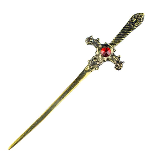 Athame Metal Dourado Envelhecido 15 cm Pedra Vermelha em Oferta na Shopee