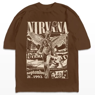 Camiseta Oversized Nirvana 1993 Vintage Banda Rock Streetwear Harajuku Aesthetic Camisa Unissex Plus Size