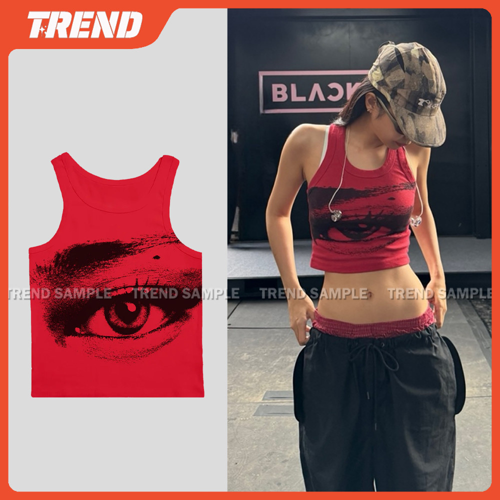 トップス Jennie rudy eye tanktop S KPOP 2025 BLACKPINK JENNIE Ruby Eye Regata Feminina Vintage Verão