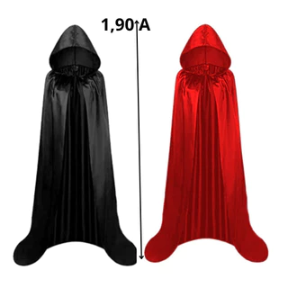 Capa de cetim com capuz Medieval Halloween Vampiro Unissex Adulto