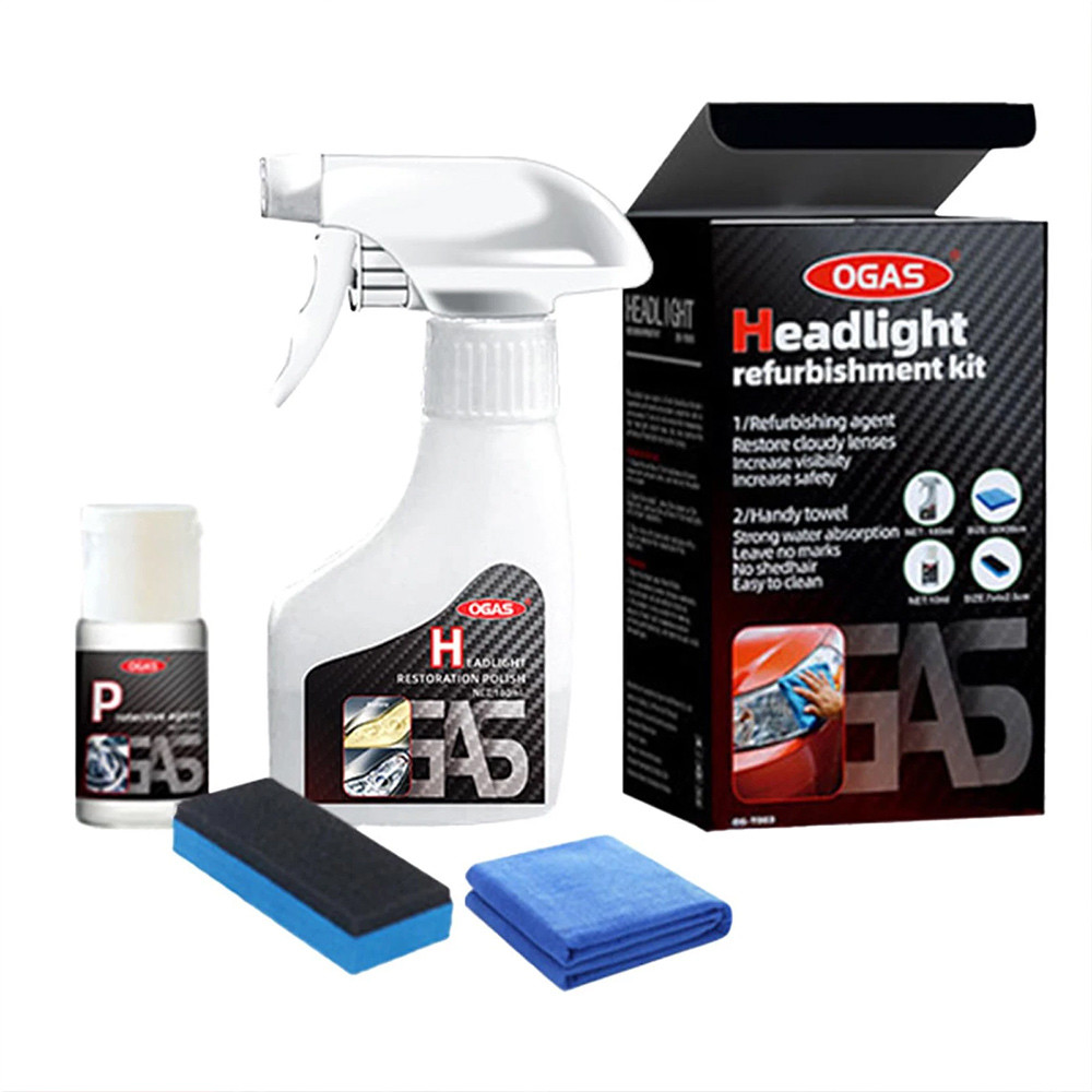 Automotive Headlamp Restoration Fluid Kit – 180ml Headlight Polishing Cleaner, 2025 Formula