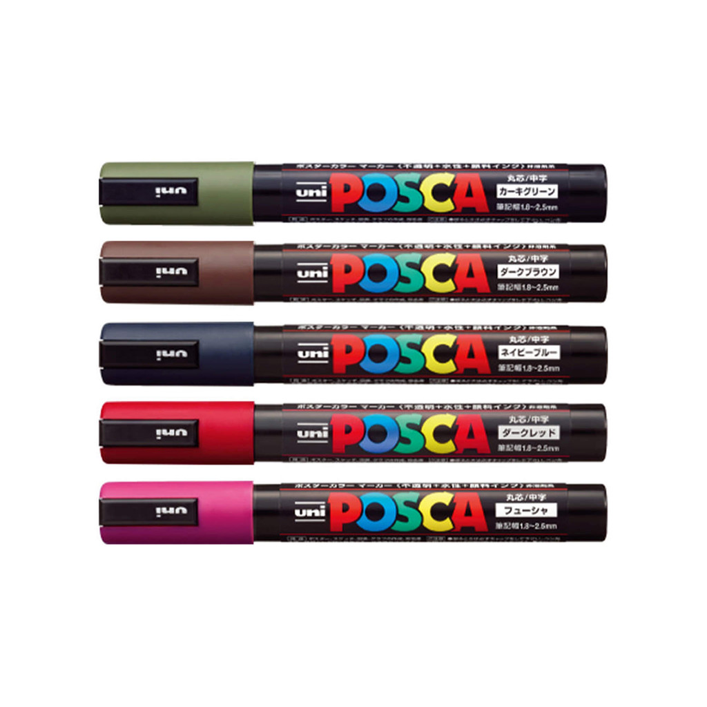 Conjunto de Marcadores/Iluminadores Uniball POSCA 5 Cores Ponta Média ...