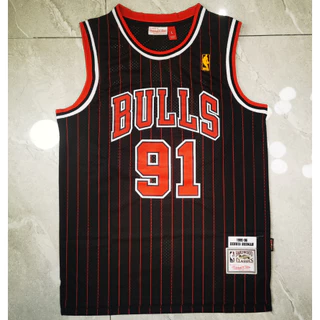 1995-96 Novos Homens Da Nba Chicago Bulls # 91 Dennis Rodman Vintage Bordado Camisas De Basquete jersey Tiras Pretas