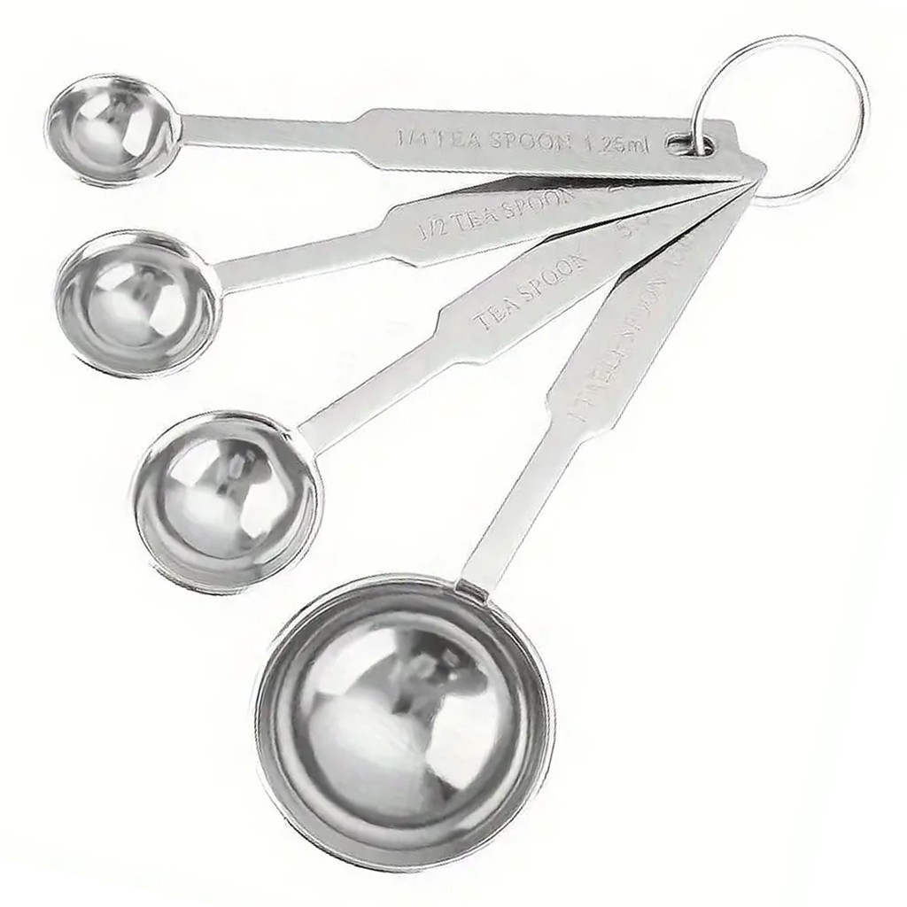 Kit com 4 Colheres Medidoras em Aço Inox para Cozinha Profis
