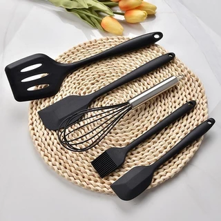 Kit 5 Peças Utensílios de Cozinha Silicone Colher Espátula Fue Espátula Pequena Pincel em Oferta na Shopee