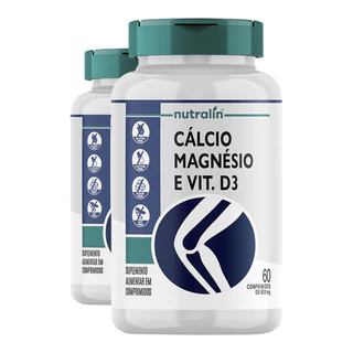 Kit 2x Cálcio Magnésio e Vitamina D3 Nutralín 60 Comp./Made in Usa