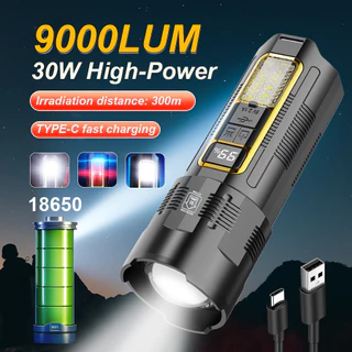 Potente Lanterna LED A Laser Branca Tipo C Recarregável Para Acampamento De Emergência