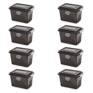 Kit 8 Caixas Organizadoras Alta Black 8 L C/ Tampa e Trava