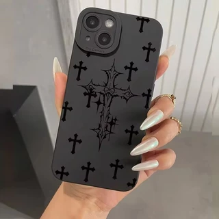 Simples Preto Cruz Design Capa Para Xiaomi Redmi Note 13 12 11 Pro Plus Turbo 3 12S 11 11S 10 10S 9S 13C 10C 12C Arte Tendência Legal Macio Proteção