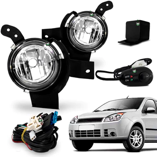 Kit Farol Auxiliar Milha Fiesta 2007 2008 2009 Botao Colante