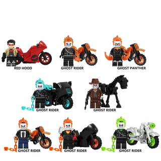 Marvel Lego Ghost Rider Blocos De Construção Moto Cavaleiro Motocicleta Super Heróis Minifigura Brinquedo Montado Educacional Para Crianças Presente Meninos