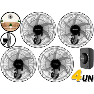 Kit 4 Ventilador De Parede Steel 50cm Para Lojas Galpão Escritório Academia Igreja 200w Ventisol Bivolt