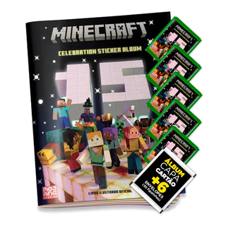 Minecraft 2024 Celebration Oficial: Álbum Capa Cartão + 30 Figurinhas (6 Envelopes) Panini Novo