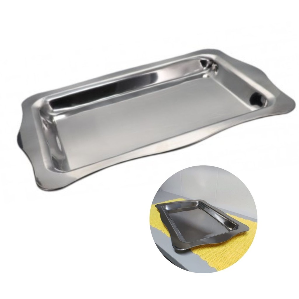 Bandeja Inox Grande Retangular Decorativa Multiuso 47x31 Cm | Shopee Brasil