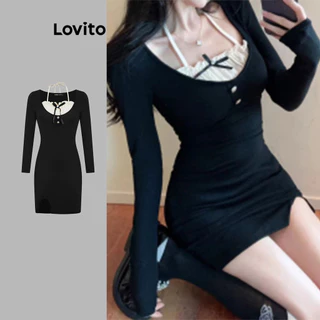 Lovito Vestido de retalhos fofo para mulheres L102AD356