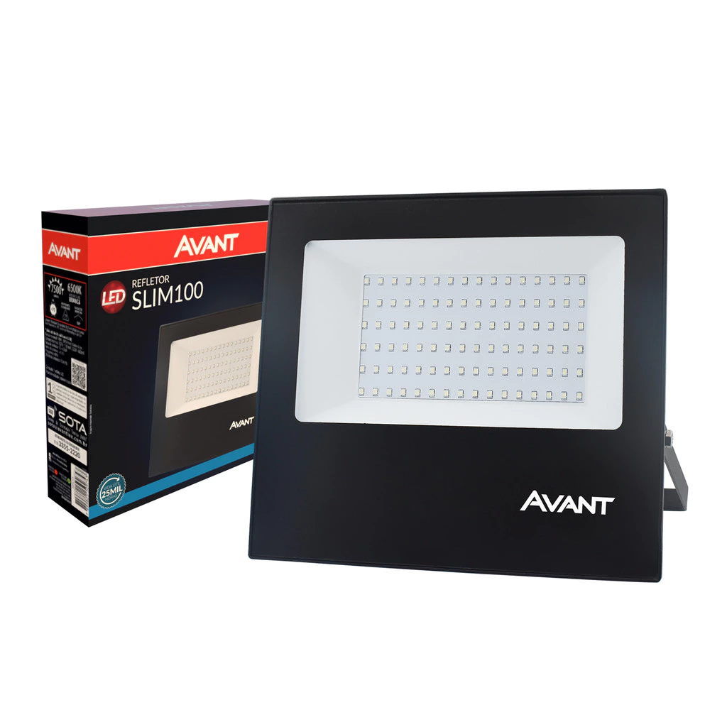 Refletor Led Slim 100w Luz Azul Bivolt Ip65 Avant