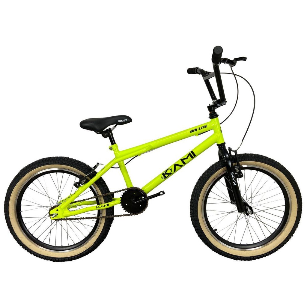 Bicicleta Aro 20 BMX Kami Lite Freios V-Brake Amarelo Neon