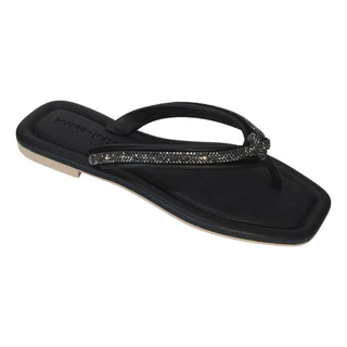 Rasteirinha Rasteira Feminina Confortável Strass Elegante moda blogueira antiderrapante Miss Miss ref 10274