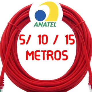 Cabo de Rede CAT6 ANATEL C/ Conector Prontos P/uso - 5M - 10M - 15M + Conector RJ45 + Capa Prontos P/uso