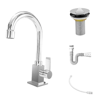 Kit C/Torneira Classic 1195 + Válvula 1" (2,6cm) + Sifão Pvc Branco + Flexível