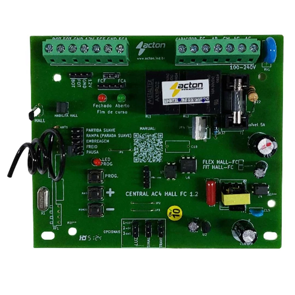 Placa Ac4 Hall Borne Motor Rossi Dz3 Dz4 Nano Portão Garagem Com 2 Tx