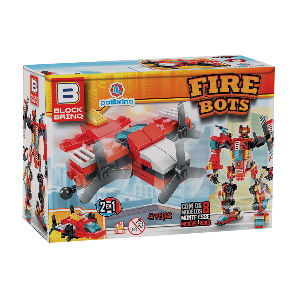 Fire Bots Blocos Montar Robo Bombeiro Resgate Infantil Brinquedo Menino ...