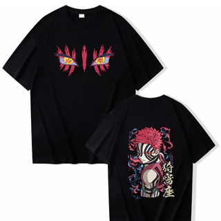 Camiseta Premium em Algodão Puro Oversized Algodão Unissex Demon Slayer Serie Anime Japonês Coreano Dorama