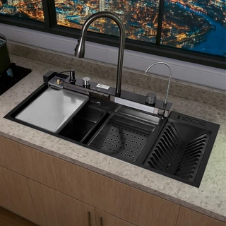 CUBA COZINHA GOURMET INOX 304 PRETA MULTIFUNCIONAL COM CALHA