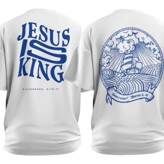 KIT 2 Camiseta Oversized Masculina Unissex Streetwear Academia Treino Skate Cristã Gospel Over Jesus