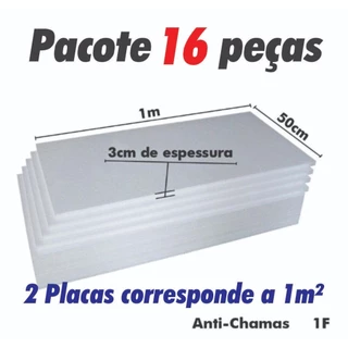 16 Placas De Isopor Antichamas Espessura 30mm ( 3cm ) Pacote C/16 Unidades 100x50x3cm