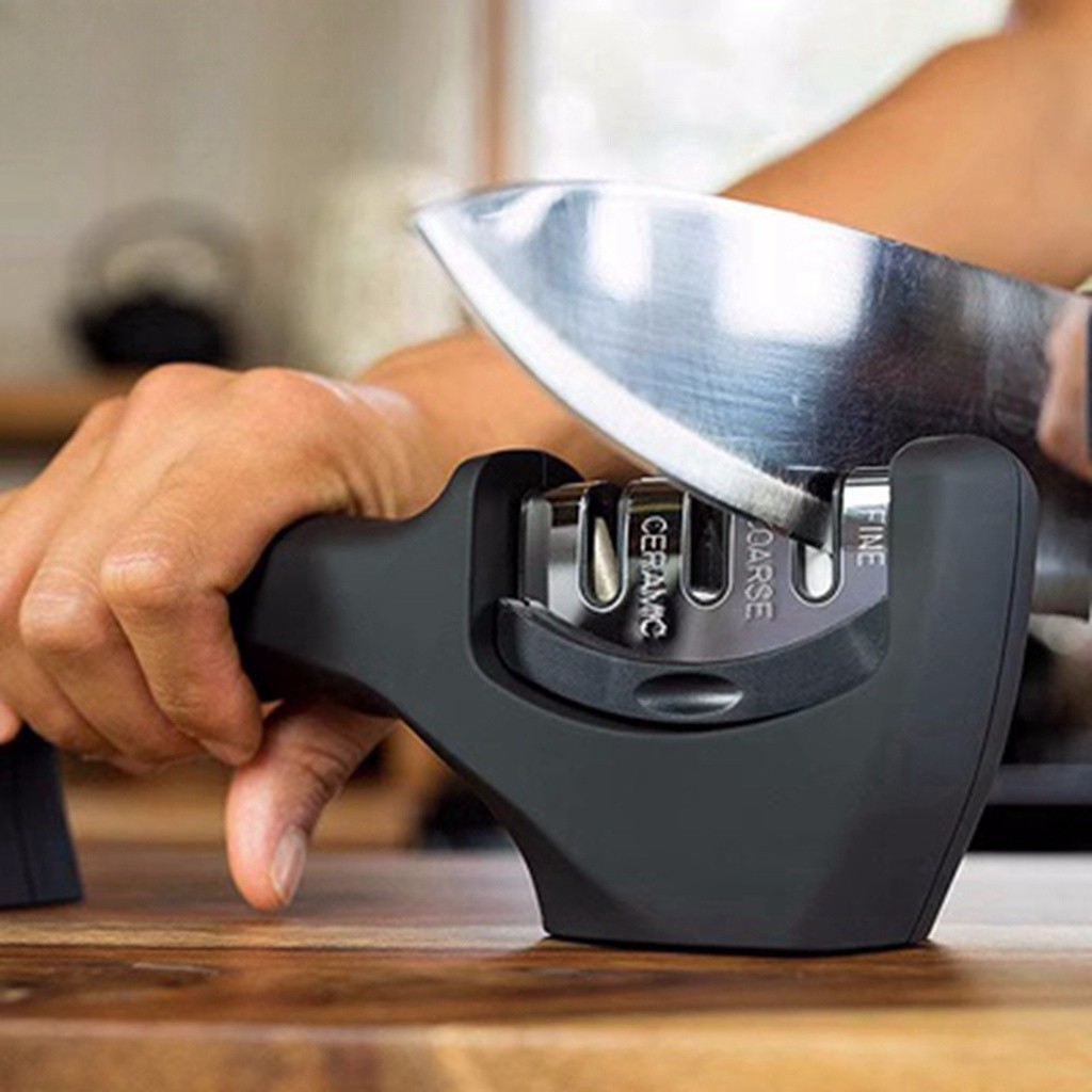Amolador Afiador De Facas Em Aço Inox Profissional Com 3 Afiadores Profissional