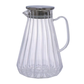 Jarra de Vidro Borossilicato Com Tampa de Inox Lotus 1,7L Bebida Água Suco