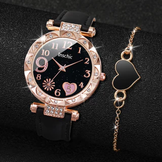 Moda Diamante Discador Coração Discador Coração Senhoras Relógio Cinto Casual Pulseira de Quartzo Relógio Coração Pulseira