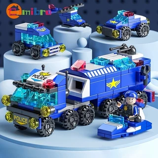 6 Em 1 Carro Da Polícia Municipal Blocos Especiais De Carros De Patrulha De Prédio Vista De Rua Criativos Brinquedos Educativos Presentes De Natal Para Crianças